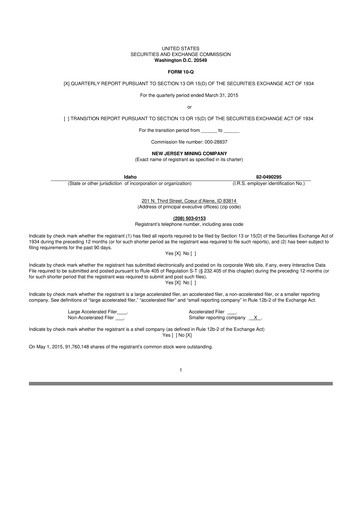 Thumbnail Idaho Strategic Resources 10-Q Quarterly Report FY2015 