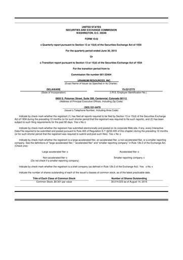 Thumbnail Westwater Resources
 10-Q Quarterly Report FY2015 