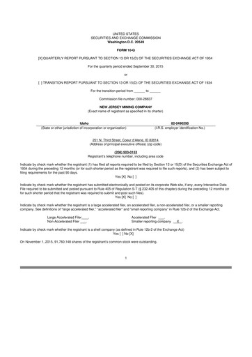 Thumbnail Idaho Strategic Resources 10-Q Quarterly Report FY2015 