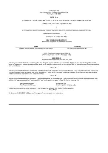 Thumbnail Idaho Strategic Resources 10-Q Quarterly Report FY2016 