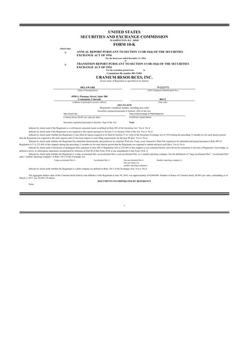 Thumbnail Westwater Resources
 10-K Annual Report 2016