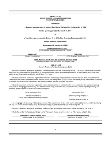 Thumbnail Westwater Resources
 10-Q Quarterly Report FY2017 