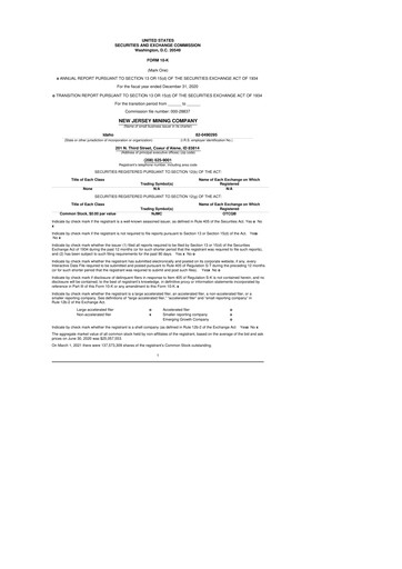 Vorschaubild Idaho Strategic Resources 10-K Jahresbericht 2020