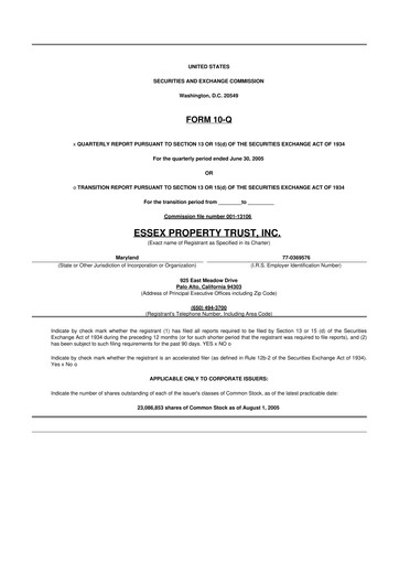 Thumbnail Essex Property Trust
 10-Q Quarterly Report FY 