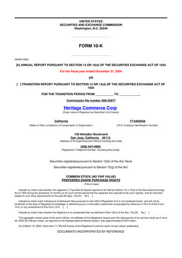 Thumbnail Heritage Commerce 10-K Annual Report 
