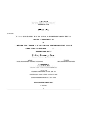 Thumbnail Heritage Commerce 10-K Annual Report 