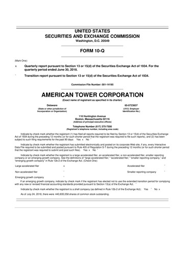 Vorschaubild American Tower 10-Q Quartalsbericht 2018 