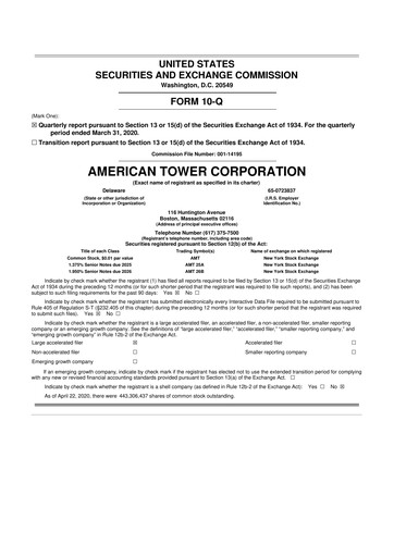 Vorschaubild American Tower 10-Q Quartalsbericht 2020 