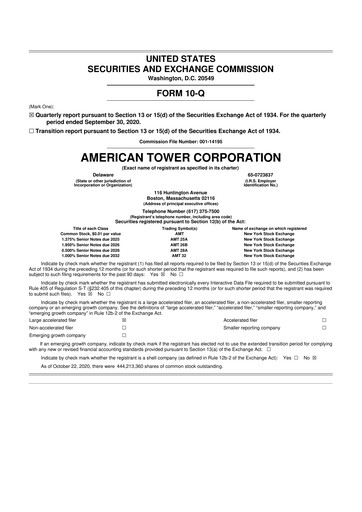 Vorschaubild American Tower 10-Q Quartalsbericht 2020 