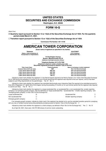 Vorschaubild American Tower 10-Q Quartalsbericht 2021 