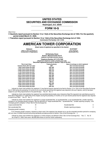 Thumbnail American Tower 10-Q Quarterly Report FY 