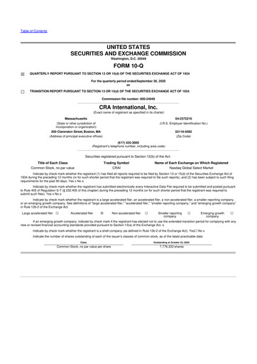 Thumbnail CRA International
 10-Q Quarterly Report FY2020 