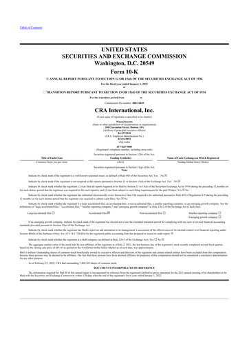 Thumbnail CRA International
 10-K Annual Report 2021