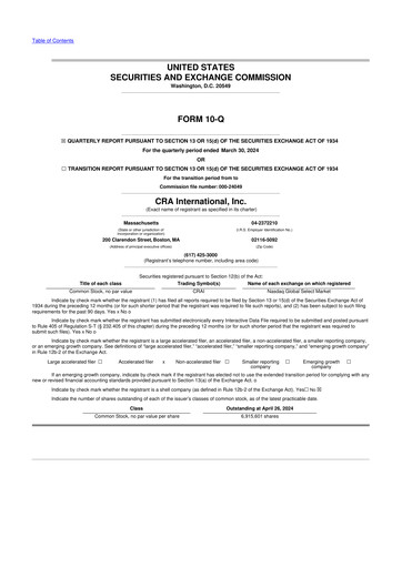Thumbnail CRA International
 10-Q Quarterly Report FY2024 