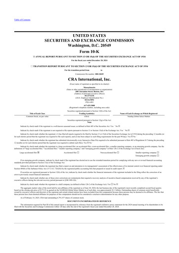 Thumbnail CRA International
 10-K Annual Report 2024