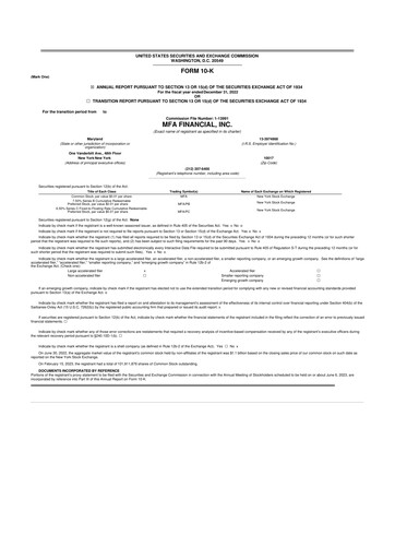 Thumbnail MFA Financial 10-K Annual Report 2022