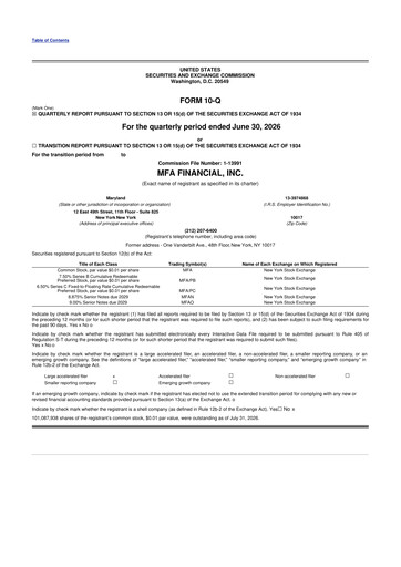 Thumbnail MFA Financial 10-Q Quarterly Report FY2026 