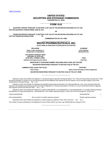Miniature Inovio Pharmaceuticals 10-Q Rapport trimestriel 2013 