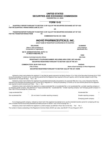 Miniature Inovio Pharmaceuticals 10-Q Rapport trimestriel 2017 