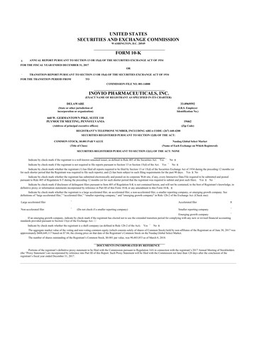 Thumbnail Inovio Pharmaceuticals 10-K Annual Report 2017