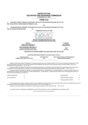Miniature Inovio Pharmaceuticals 10-Q Rapport trimestriel 2023 