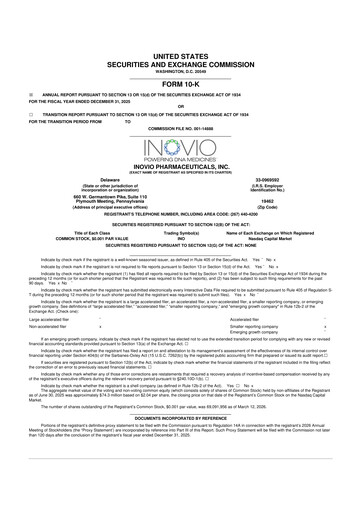 Miniature Inovio Pharmaceuticals 10-K Rapport annuel 2025
