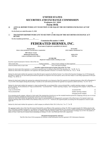 Thumbnail Federated Hermes
 10-K Annual Report 2020