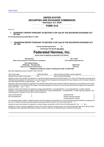 Thumbnail Federated Hermes
 10-Q Quarterly Report FY2022 