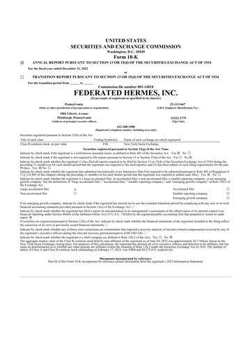 Thumbnail Federated Hermes
 10-K Annual Report 2022