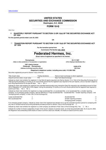 Thumbnail Federated Hermes
 10-Q Quarterly Report FY2023 