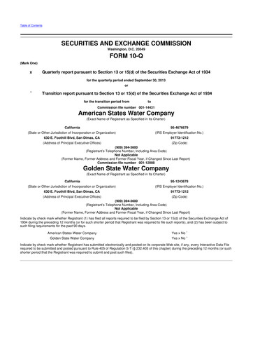 Vorschaubild American States Water
 10-Q Quartalsbericht 2013 