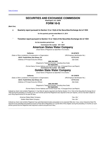 Vorschaubild American States Water
 10-Q Quartalsbericht 2014 