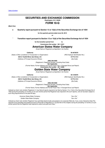 Vorschaubild American States Water
 10-Q Quartalsbericht 2015 