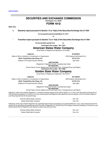 Vorschaubild American States Water
 10-Q Quartalsbericht 2017 