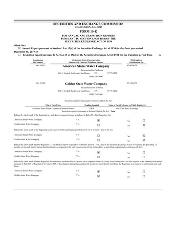 Thumbnail American States Water
 10-K Annual Report 