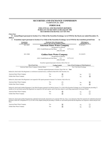Thumbnail American States Water
 10-K Annual Report 