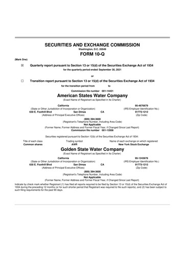 Vorschaubild American States Water
 10-Q Quartalsbericht  