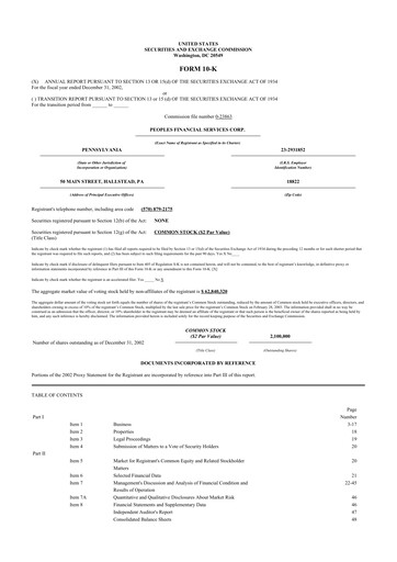 Thumbnail Peoples Financial Services 10-K Annual Report 