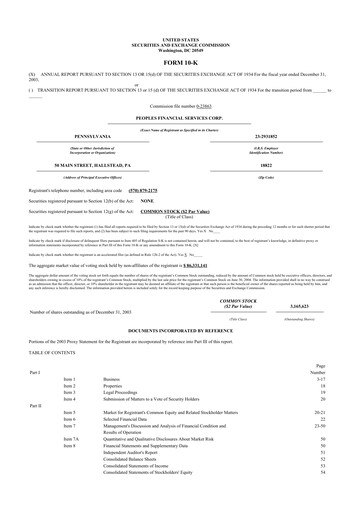 Thumbnail Peoples Financial Services 10-K Annual Report 