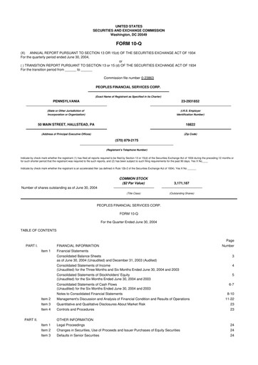 Thumbnail Peoples Financial Services 10-Q Quarterly Report FY 