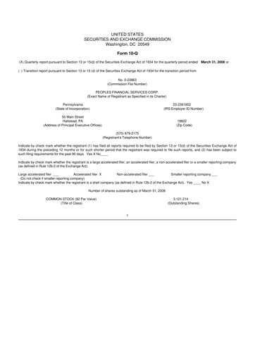 Thumbnail Peoples Financial Services 10-Q Quarterly Report FY 