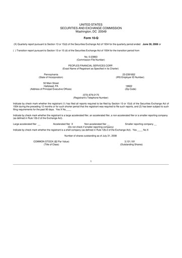 Thumbnail Peoples Financial Services 10-Q Quarterly Report FY 