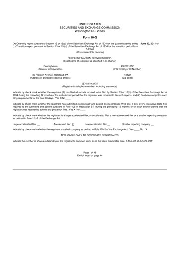 Thumbnail Peoples Financial Services 10-Q Quarterly Report FY 