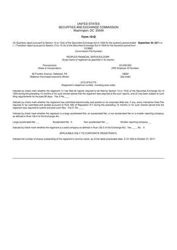 Thumbnail Peoples Financial Services 10-Q Quarterly Report FY2011 