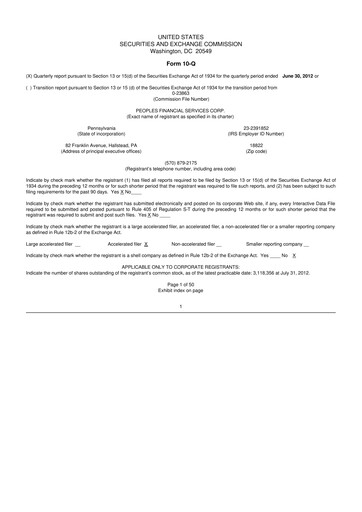 Thumbnail Peoples Financial Services 10-Q Quarterly Report FY 