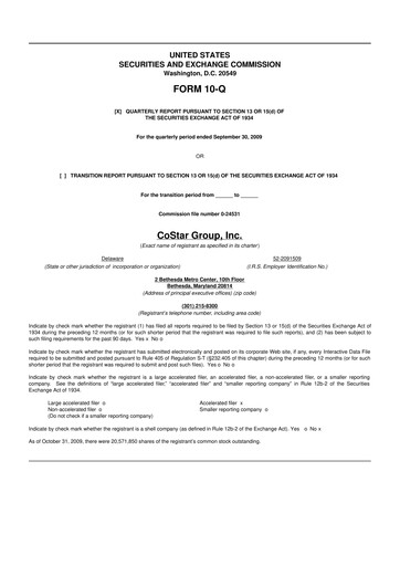 Thumbnail CoStar Group 10-Q Quarterly Report FY 