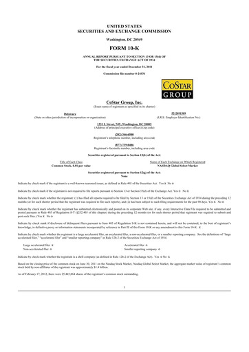 Thumbnail CoStar Group 10-K Annual Report 2011