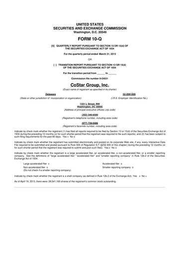 Thumbnail CoStar Group 10-Q Quarterly Report FY2013 