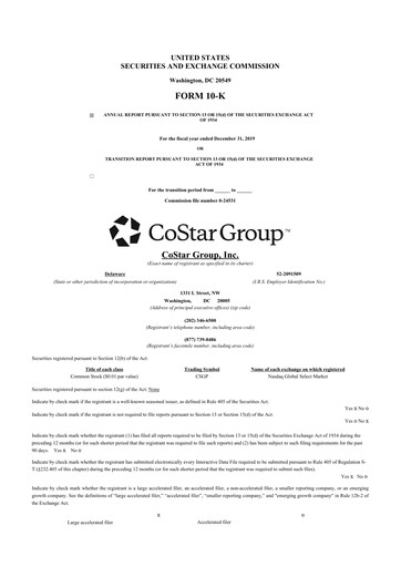 Thumbnail CoStar Group 10-K Annual Report 2019