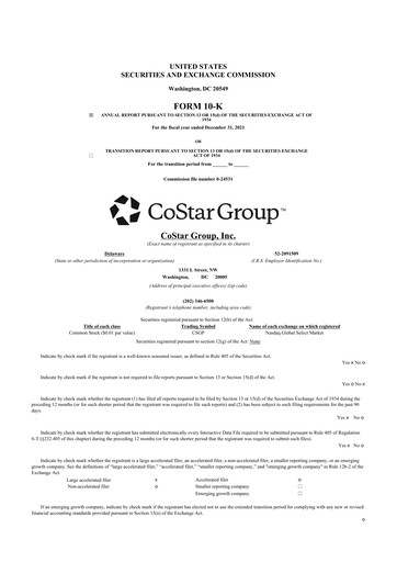 Thumbnail CoStar Group 10-K Annual Report 2021